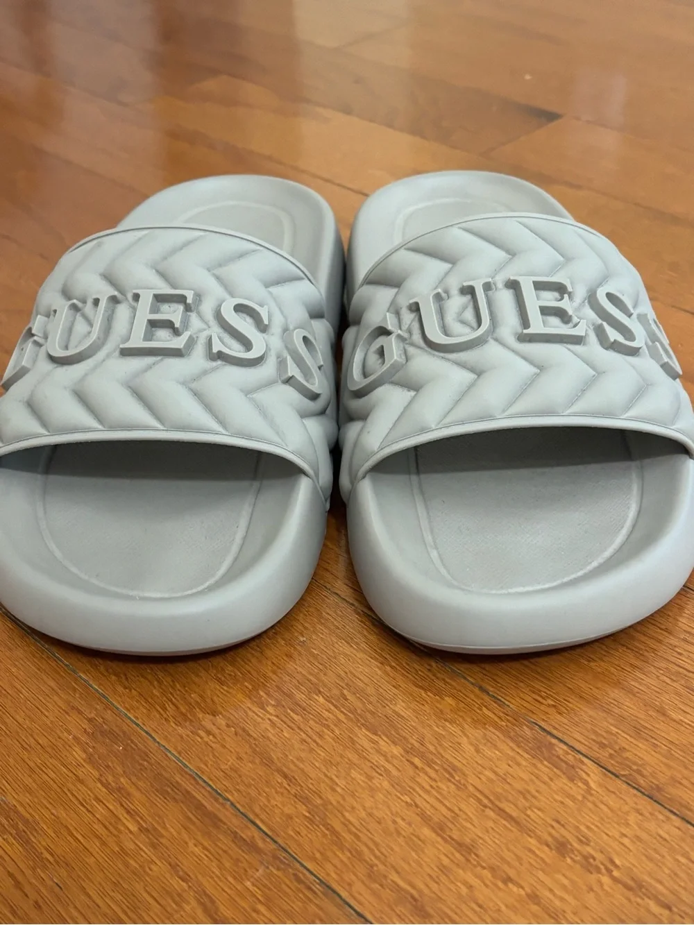 GUESS Men's Moliano Slide Sandals in Taupe Gray